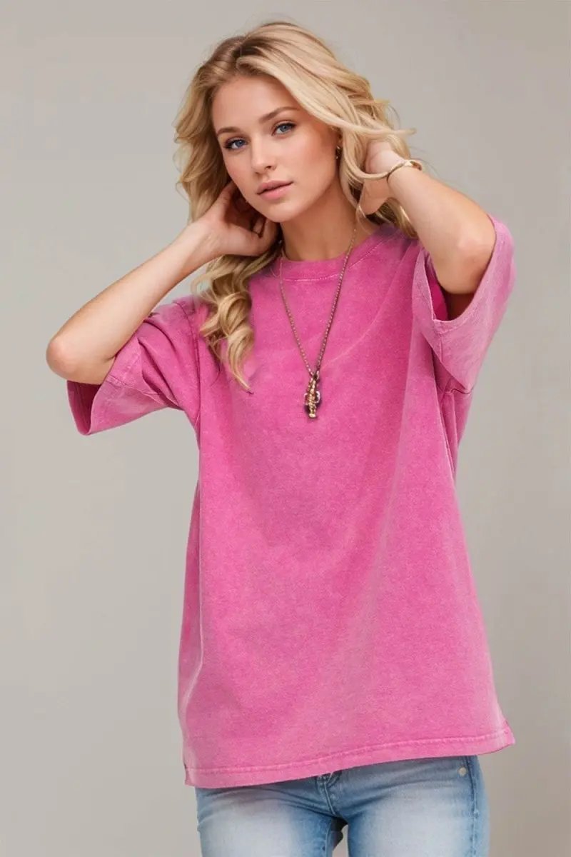 Basic Bae Round Neck Half Sleeve T-Shirt for Women - Love Salve